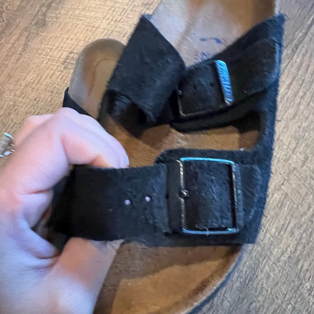 Birkenstock Soft Black Suede Arizona Slide sandals size 6 EU 36 - Picture 3 of 5